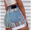 A-line denim shorts with high waist, loose fit, and slimming effect HF2417-03-04
