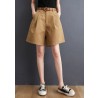 Khaki High Waist Hot Pants Sashes Summer
