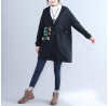 2021 fall black alphabet print cotton coat plus size v neck hooded cardigans outwear