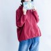 fall new red casual cotton short outwear back print oversize hooded zippered jacket