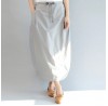 light gray casual cotton skirts plus size elastic waist maxi skirts
