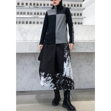Beautiful black print Cotton skirt pockets short Dress