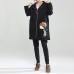 black winter thick cotton zippered cardigans plus size cartoon prints hooded trench coats