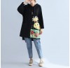 black warm cotton hooded cardigan prints oversize long sleeve trench coats