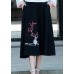 Vivid A line skirts Cotton Drops Design Runway black embroidery short skirt Summer