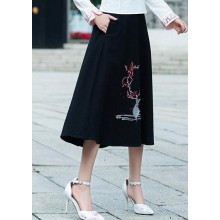 Vivid A line skirts Cotton Drops Design Runway black embroidery short skirt Summer