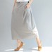 light gray casual cotton skirts plus size elastic waist maxi skirts