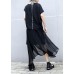 Style black chiffon quilting skirts asymmetric hem Traveling summer skirt