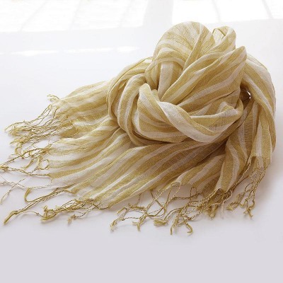 Yellow striped French scarf spring and summer sunscreen women andshawls fringed thin women