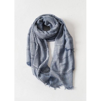 women tassel dark blue cotton linen big scarf casual vintage scarves